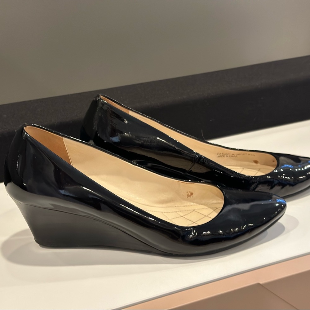 Cole Haan black patent wedges
